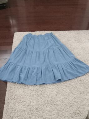 Starfire Y2K Tiered Peasant Skirt Lt Blue Denim Size 12